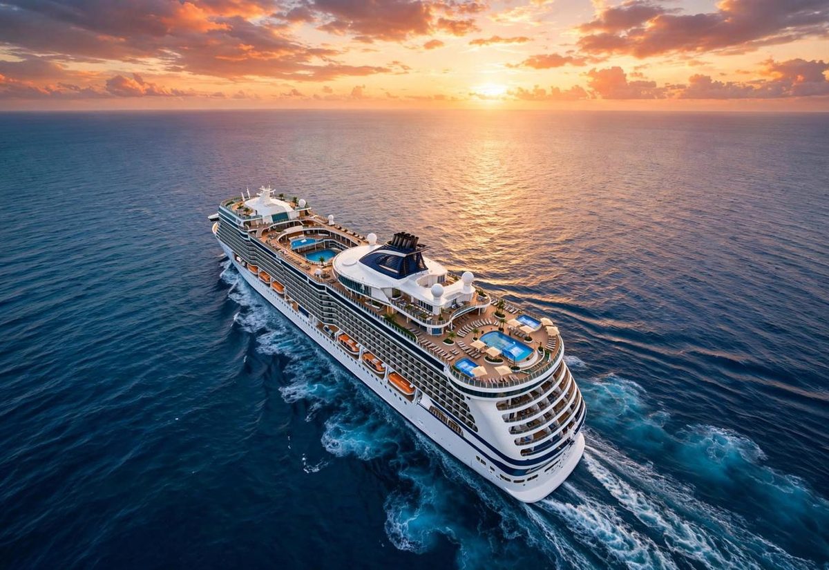 Cruise ships at a tropical port
